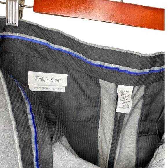 Calvin Klein Classic Fit Flat Front Gray Men’s Cool Tech Wrinkle Resistant Pants - Picture 3 of 4